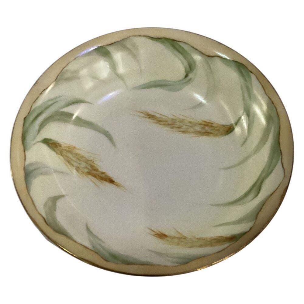 C T Altwasser Porcelain Signed Vegetable Bowl Germany Wheat Design Gold Rim